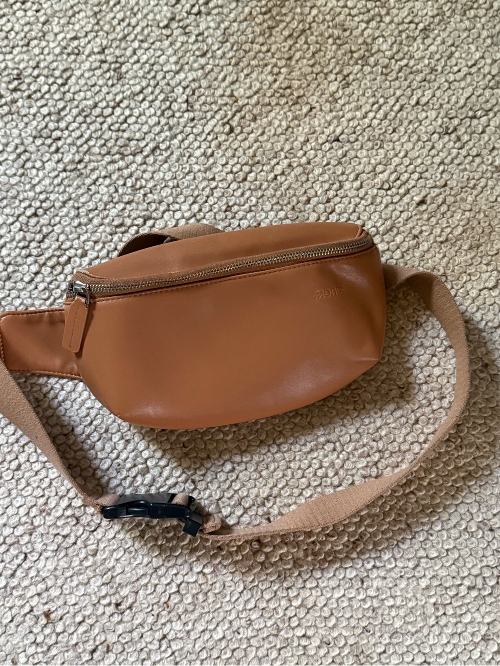 Minimal Tan Leather Belt Bag - Unbranded